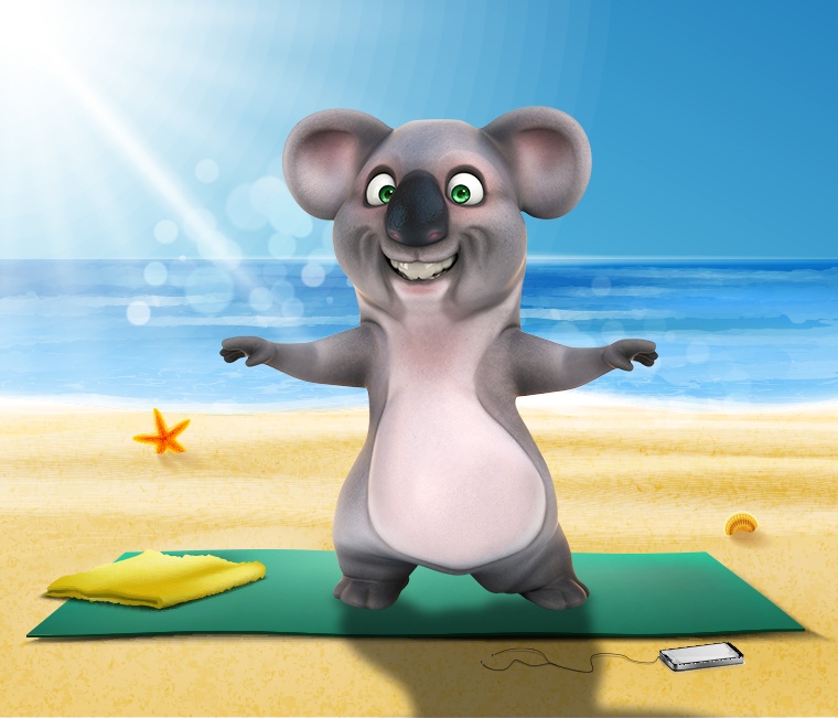 Kev the Koala doing Yoga