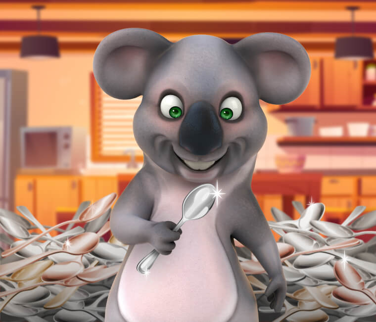 Kev the Koala is collecting spoons