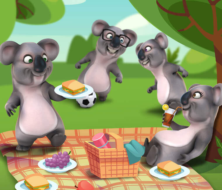 Kev the Koala at the picnic