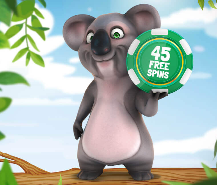 Enjoy 45 free spins from Kev the Koala!
