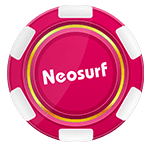 pink and white casino Chip with neosurf on it